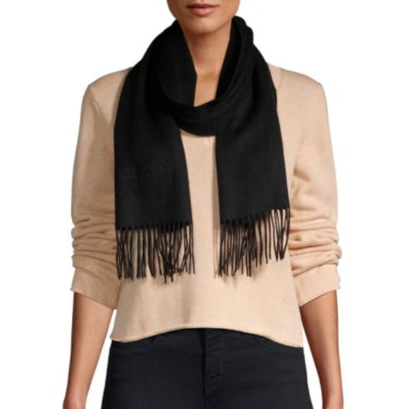 Roberto Cavalli Wool & Cashmere Blend Fringe Scarf Black